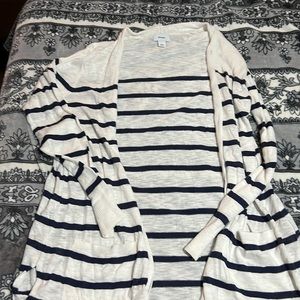 Blue and white cardigan
